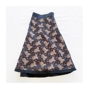 Marc Jacobs Black Beige Lace Overlay A-Line Short Skirt SZ4